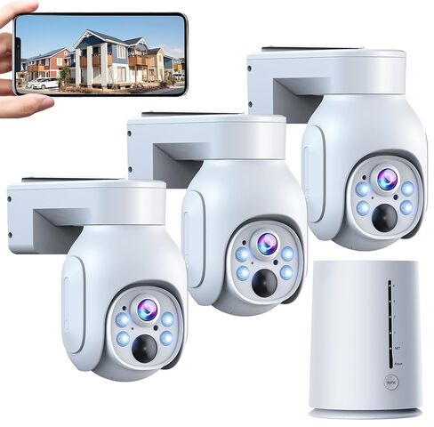 Camcamp 4MP Wireless PTZ Security Camera System, Indoor Outdoor Home Security Camera System, Color Night Vision, 2-Way Audio, Motion Detection Alarm, IP66 Waterproof, 2.4G WiFi in Kuwait