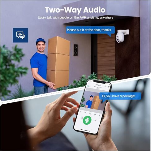 Camcamp 4MP Wireless PTZ Security Camera System, Indoor Outdoor Home Security Camera System, Color Night Vision, 2-Way Audio, Motion Detection Alarm, IP66 Waterproof, 2.4G WiFi in Kuwait