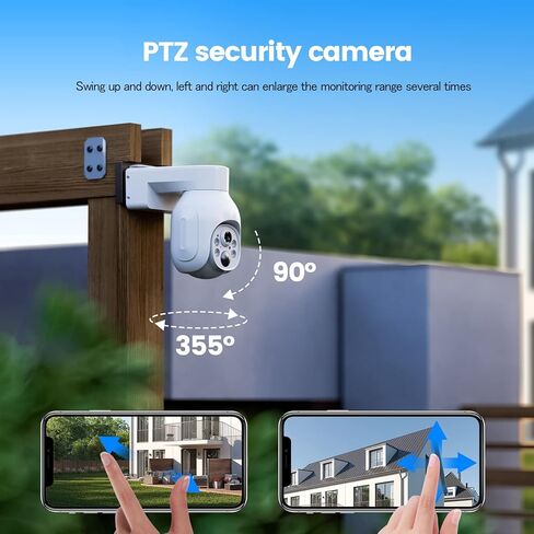 Camcamp 4MP Wireless PTZ Security Camera System, Indoor Outdoor Home Security Camera System, Color Night Vision, 2-Way Audio, Motion Detection Alarm, IP66 Waterproof, 2.4G WiFi in Kuwait