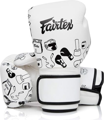 Fairtex BGV14 Muay Thai Boxing Microfibre Gloves for Men, Women, Kids | MMA Gloves, Kickboxing, Gym, Workout | Premium Quality, Light Weight & Shock Absorbent Boxing Gloves- (White Graffiti/8oz) in Saudi Arabia