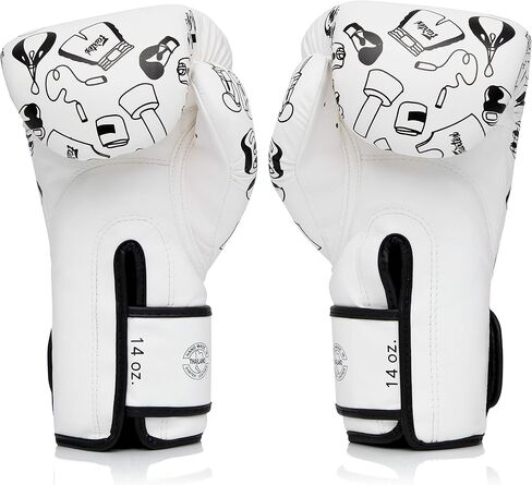 Fairtex BGV14 Muay Thai Boxing Microfibre Gloves for Men, Women, Kids | MMA Gloves, Kickboxing, Gym, Workout | Premium Quality, Light Weight & Shock Absorbent Boxing Gloves- (White Graffiti/8oz) in Saudi Arabia