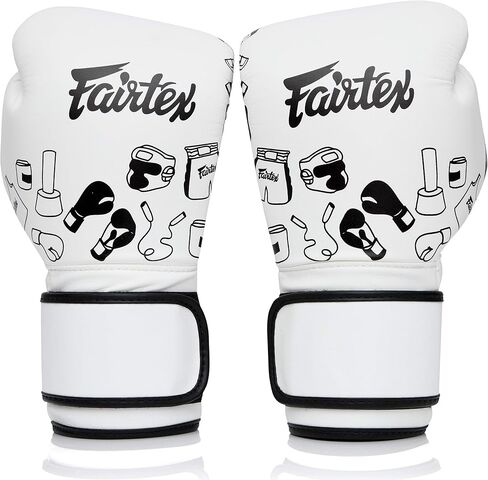 Fairtex BGV14 Muay Thai Boxing Microfibre Gloves for Men, Women, Kids | MMA Gloves, Kickboxing, Gym, Workout | Premium Quality, Light Weight & Shock Absorbent Boxing Gloves- (White Graffiti/8oz) in Saudi Arabia