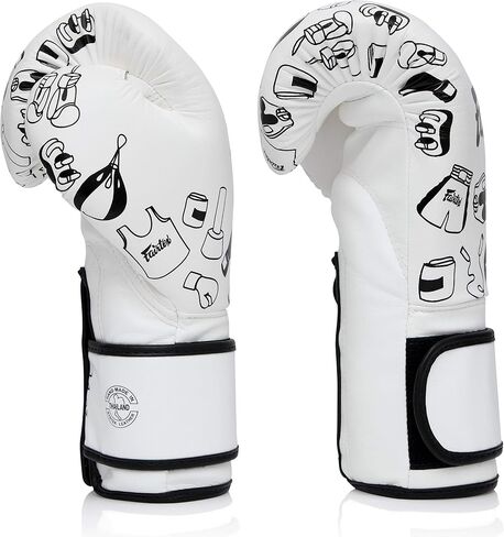 Fairtex BGV14 Muay Thai Boxing Microfibre Gloves for Men, Women, Kids | MMA Gloves, Kickboxing, Gym, Workout | Premium Quality, Light Weight & Shock Absorbent Boxing Gloves- (White Graffiti/8oz) in Saudi Arabia