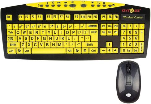 Wireless Large Print Keyboard and Wireless Mouse Bundle Set (Keys U See). Find Nano USB Receiver Located Inside Mouse Battery Compartment. in Saudi Arabia