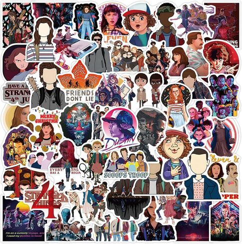 الخيال العلمي المثير غريب الأشياء 4 ملصقات حزمة 50 جهاز كمبيوتر شخصى فيلم الولايات المتحدة الإبداعية ملصقات DIY الزخرفية لأجهزة الكمبيوتر المحمول الأمتعة الكمبيوتر المحمول الهاتف المنزل جدار حديقة نافذة على الجليد (غريب) in Kuwait