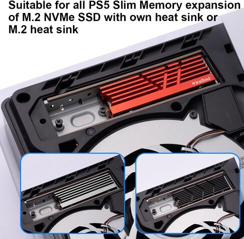 PS5 Slim SSD Heatsink Cover, Heat Dissipation Solution of PS5 Slim M.2 SSD Expansion Slot, Fit for PS5 Slim SSD Heatsink, New Breathable Hole, Cooling and Dust Proof, Aluminum, Black in Saudi Arabia