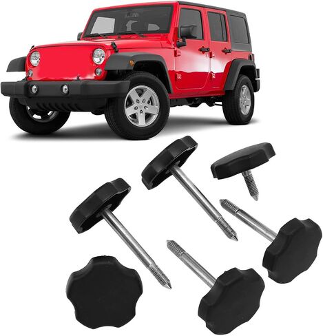 Qiilu 6 PCS (2 Short + 4 Long) Soft Top Window Frame Knob Door Surround Knobs Kits with Pin 55176198 Replacement for Jeep Wrangler Jk 2007‑2018 in Saudi Arabia