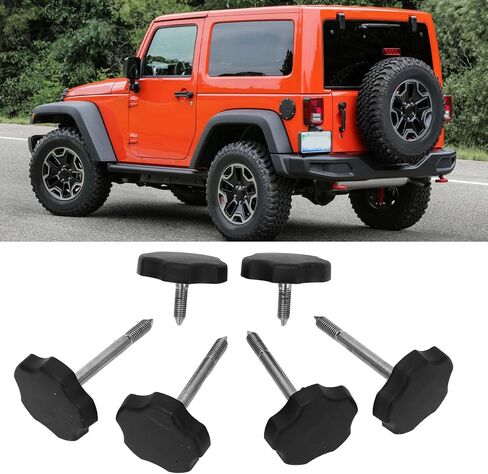 Qiilu 6 PCS (2 Short + 4 Long) Soft Top Window Frame Knob Door Surround Knobs Kits with Pin 55176198 Replacement for Jeep Wrangler Jk 2007‑2018 in Saudi Arabia