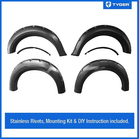 Tyger Auto Fender Flares Compatible with 2009-2014 Ford F-150 (Exclude Raptor) Fleetside, Smooth Textured Paintable Bolt-Riveted Style 4pc | TG-FF8F4028 in Saudi Arabia