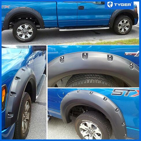 Tyger Auto Fender Flares Compatible with 2009-2014 Ford F-150 (Exclude Raptor) Fleetside, Smooth Textured Paintable Bolt-Riveted Style 4pc | TG-FF8F4028 in Saudi Arabia