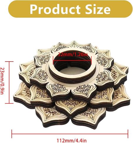 4 Pcs Crystal Sphere Display Stand, Wood Lotus Crystal Ball Stand, Wooden Mini Sphere Holder, Crystal Ball Display, Wood Crystal Ball Grid Board for Display Collection (O.D. 4.4 Inch) in Kuwait