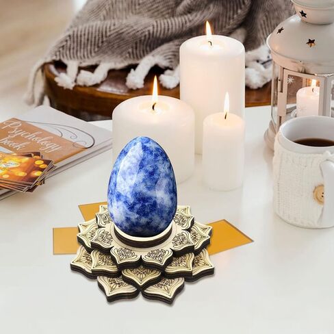 4 Pcs Crystal Sphere Display Stand, Wood Lotus Crystal Ball Stand, Wooden Mini Sphere Holder, Crystal Ball Display, Wood Crystal Ball Grid Board for Display Collection (O.D. 4.4 Inch) in Kuwait