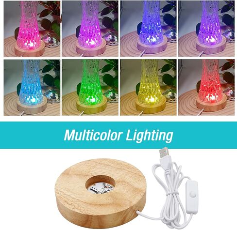 2 Pack LED Light Base, Multicolor Changing Round Lighted Stand Wooden Display Lamp Base for Display Statue 3D Crystal Art Jewelry in Saudi Arabia