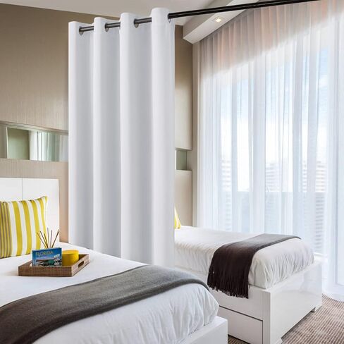 DWCN Total Privacy Room Divider Blackout Curtain - Thermal Curtains for Patio Door, Living Room, Bedroom Partition and Shared Office Space, 1 Grommet Curtain Panel, 4.3ft Wide x 7ft Tall, Black in Kuwait