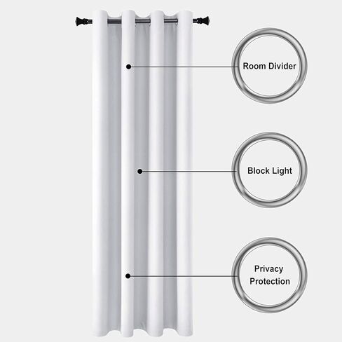 DWCN Total Privacy Room Divider Blackout Curtain - Thermal Curtains for Patio Door, Living Room, Bedroom Partition and Shared Office Space, 1 Grommet Curtain Panel, 4.3ft Wide x 7ft Tall, Black in Kuwait