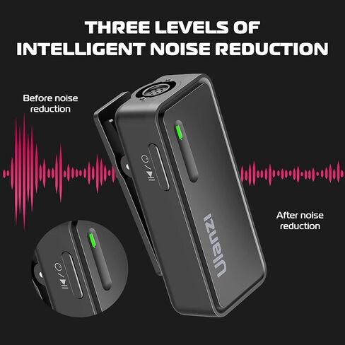 ميكروفون ULANZI UW-MIC اللاسلكي Lavalier 2.4 جيجا هرتز لجهاز iPhone iPad، ميكروفون تشغيل 2 في 1 مع علبة شحن للهاتف وتسجيل الفيديو ومقابلة مستخدمي YouTube ومدوني الفيديو، نطاق نقل 328 قدمًا in Saudi Arabia