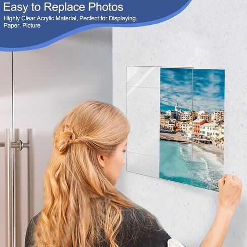 إطار صور أكريليك - 10 إطارات صور مجمعة شفافة مع اثنين مقاس 8 × 10 - أربعة مقاس 5 × 7 - أربعة مقاس 4 × 6 - مجموعة إطار صور أكريليك لديكور معرض الحائط - شاشة معلقة أو سطح الطاولة - واجهة زجاجية شفافة in Kuwait