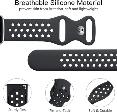 Witzon 4 عبوات متوافقة مع Fitbit Versa/Versa Lite/Versa 2 Band، أساور معصم بديلة قابلة للتنفس، أساور رياضية من السيليكون الناعم لساعة Versa 2 الذكية للنساء والرجال، صغيرة، أسود/أبيض/رمادي/وردي in Kuwait
