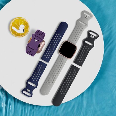 Witzon 4 عبوات متوافقة مع Fitbit Versa/Versa Lite/Versa 2 Band، أساور معصم بديلة قابلة للتنفس، أساور رياضية من السيليكون الناعم لساعة Versa 2 الذكية للنساء والرجال، صغيرة، أسود/أبيض/رمادي/وردي in Kuwait
