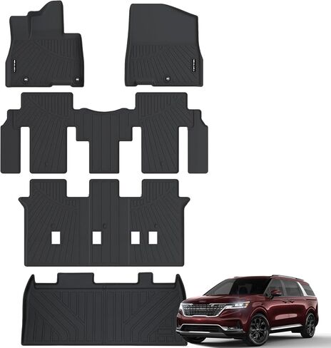Floor Mats & Cargo Liner for 2022 2023 2024 Kia Carnival MPV 8 Seats (Fits LX w/seat Package, EX and SX, NOT fit Prestige Models) All Weather Protection TPE Rubber Full Set Mat Accessories in Saudi Arabia