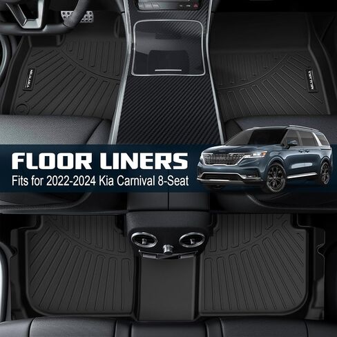 Floor Mats & Cargo Liner for 2022 2023 2024 Kia Carnival MPV 8 Seats (Fits LX w/seat Package, EX and SX, NOT fit Prestige Models) All Weather Protection TPE Rubber Full Set Mat Accessories in Saudi Arabia