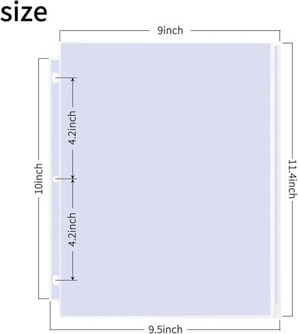 12 عبوة من جيوب الموثق، مقاس الحروف 3 فتحات 11.4 بوصة × 9.4 بوصة مقاومة للماء من البولي فينيل كلوريد، أكياس تخزين مستندات فضفاضة بأوراق شجر، أكياس شفافة بسحاب، جيب للموثق ذو 3 حلقات in Kuwait