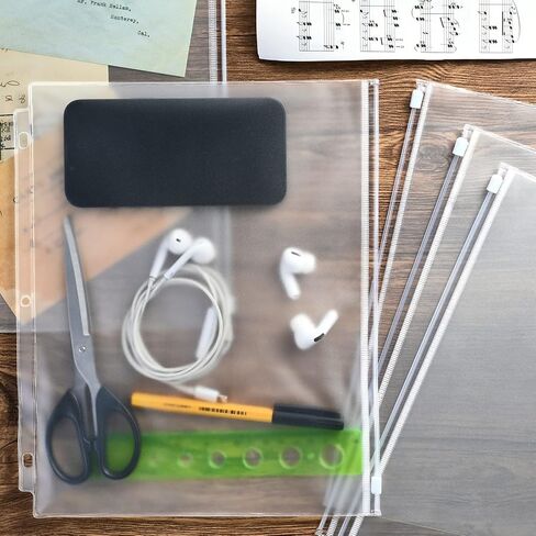 12 عبوة من جيوب الموثق، مقاس الحروف 3 فتحات 11.4 بوصة × 9.4 بوصة مقاومة للماء من البولي فينيل كلوريد، أكياس تخزين مستندات فضفاضة بأوراق شجر، أكياس شفافة بسحاب، جيب للموثق ذو 3 حلقات in Kuwait