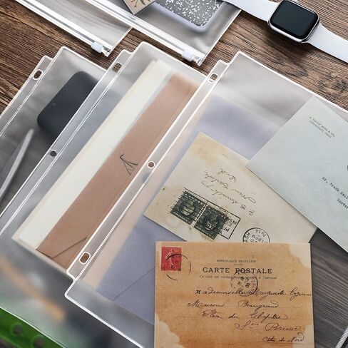 12 عبوة من جيوب الموثق، مقاس الحروف 3 فتحات 11.4 بوصة × 9.4 بوصة مقاومة للماء من البولي فينيل كلوريد، أكياس تخزين مستندات فضفاضة بأوراق شجر، أكياس شفافة بسحاب، جيب للموثق ذو 3 حلقات in Kuwait