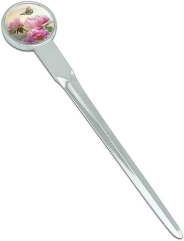 Pink Roses and Butterly Classic Chrome Plated Metal Envelope Letter Opener Slitter in Saudi Arabia