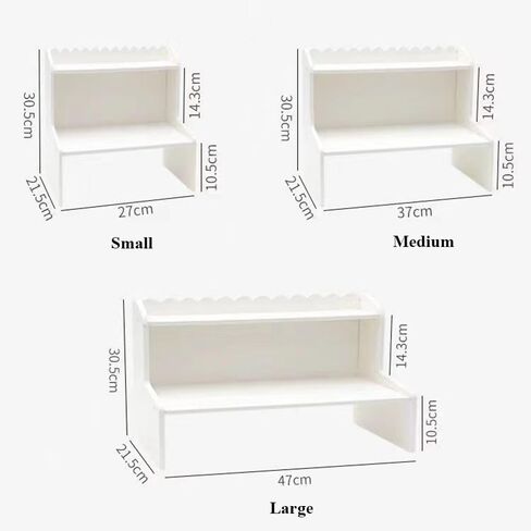 Desktop Organizer Office Desk Storage Rack, Desktop Shelf for Top of Desk, Stationery Cosmetics Toy Storage Display Shelf, White Expandable Desktop Stand Shelf for Office, Dormitory, Home(Small) in Saudi Arabia