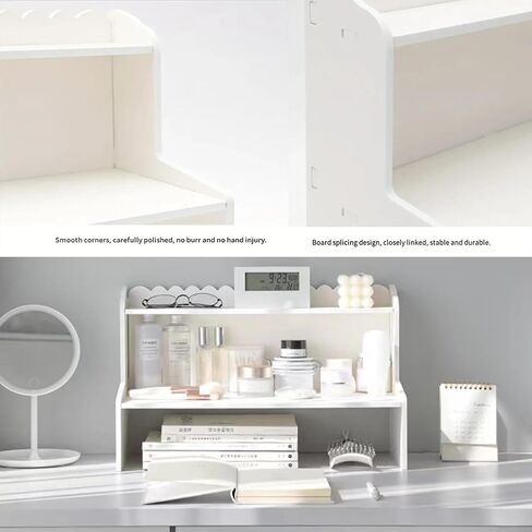 Desktop Organizer Office Desk Storage Rack, Desktop Shelf for Top of Desk, Stationery Cosmetics Toy Storage Display Shelf, White Expandable Desktop Stand Shelf for Office, Dormitory, Home(Small) in Saudi Arabia
