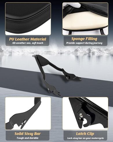وسادة مسند الظهر الخلفية للركاب قابلة للفصل تناسب 2009-2022 لـ Harley Davidson CVO Road Glide/Touring Road King/Road Glide/Street Glide FLHR FLHX FLHT FLTR in Kuwait