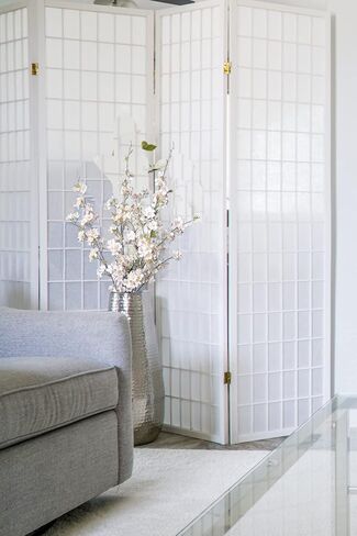 4 قطع زهور زهر الكرز الاصطناعية بطول 43 بوصة زهر الكرز ديكور زهور وهمية لتزيين المنزل والزفاف في الهواء الطلق (أبيض) in Kuwait