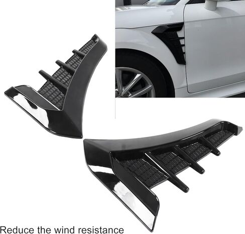 غطاء فتحة تهوية جانبية من Keenso، زوج واحد من غطاء فتحة التهوية الجانبي للسيارة من المطاط الأسود اللامع، ملصق تزيين عالمي لمعظم حواجز السيارات/شرائط الحماية/شرائط الاحتكاك in Kuwait