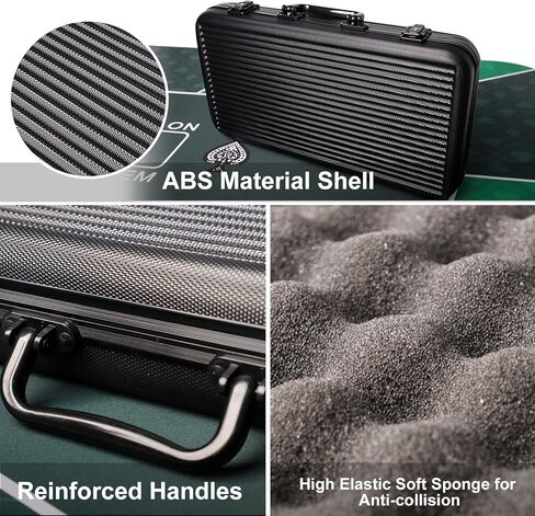 رقائق لعبة البوكر الطينية لتكساس هولدم، مجموعة شرائح 500 قطعة 14 جرام مع حقيبة حمل ABS، مجموعتان من البطاقات، 5 نرد، 3 أزرار، رقائق مرقمة in Kuwait