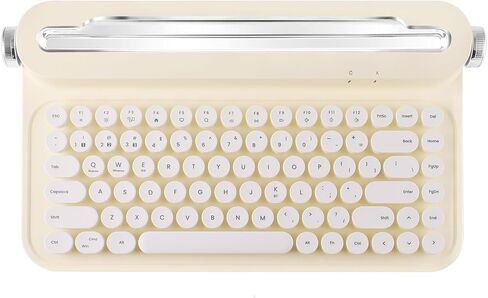 ACTTO Retro Bluetooth Wireless Keyboard, 84 Keys Typewriter Style Keyboard with Built-in Stand for iPad, Tablet, iPhone, Smart Phone, PC, Connect up to 3 Devices (B305, Baby Pink) in Saudi Arabia