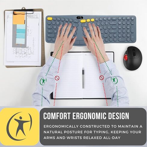 لوحة مفاتيح كمبيوتر لاسلكية مريحة بتقنية البلوتوث 2.4G مع مسند معصم مبطن، لوحة مفاتيح منفصلة مريحة للآلة الكاتبة، 104 مفاتيح مدمجة ولوحة مفاتيح مستديرة لطيفة لأنظمة Mac/Windows in Kuwait