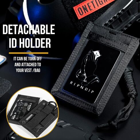 OneTigris Tactical ID Card Holder Hook & Loop Patch Badge Holder Neck Lanyard Key Ring and Credit Card Organizer in Saudi Arabia