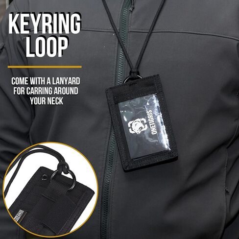 OneTigris Tactical ID Card Holder Hook & Loop Patch Badge Holder Neck Lanyard Key Ring and Credit Card Organizer in Saudi Arabia