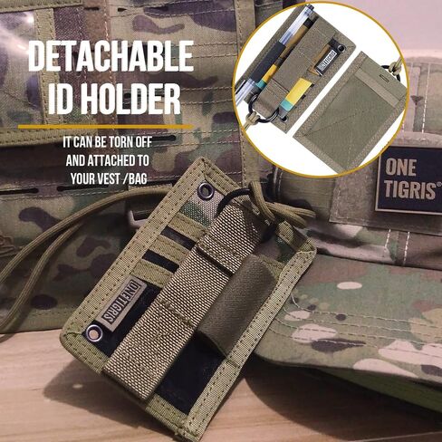 OneTigris Tactical ID Card Holder Hook & Loop Patch Badge Holder Neck Lanyard Key Ring and Credit Card Organizer in Saudi Arabia