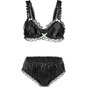 Littleforbig Usisex Lightwear Strap Sissy Lacy Frill ساتان ساتان ساتان قابلة للتعديل