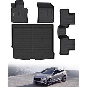 Icyhaws® Floor Mats & Cargo Liner Set for Volvo XC60 2018-2024 2025 (Only T5/T6 Models and Not Hybrid) | All Weather TPE Rubber Waterproof Custom Car Mats Full Set Automotive Accessories