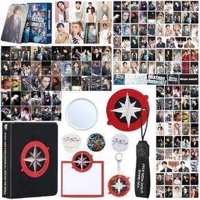Skz Merch Stray Fans Gifts Set,Including Photocards, Stickers,Photocards Binder, Coaster,Lanyard,Sticky Notes,Keychain, Pins,Mirror