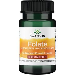 Swanson Folate (5-Methyltetrahydrofolic Acid) 400 mcg 30 Veg Capsules