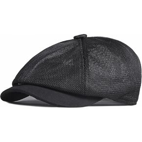 Hollow Mesh Hat Men's Summer Newsboy Cap Breathable Adjustable Beret Ivy Cap Irish Cabbie Driving Fishing Hats