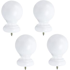 T Tulead Wood Finials for Curtain Rods White Screw on Curtain Rod End Caps Window Drapery Finial Red Brown, 4 Pieces