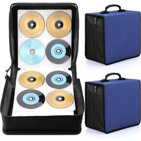 2 PCS 400 سعة CD/DVD CASE DVD الحامل منظم محافظ تخزين الأقراص المضغوطة محفظة وقائية مع سحاب 600D محفظة قرص القماش أوكسفورد لألبوم الكتيب سيارة المنزل (Rose Red)