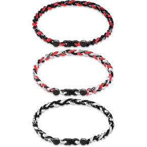 Junkin Baseball Necklaces Three Braided Rope Titanium Necklace for Team Gifts Boys Men Player Softball Fans Sports