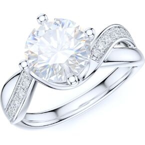 Sterling Silver Fancy Intersecting Infinity 2CT Simulated Round Cut Diamond or Moissanite Promise Engagement Ring