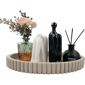 Oval Decorative Tray for Coffee Table Tray Décor 13" Concrete Oval Tray Home Décor -Circle Coffee Table Centerpieces Decorative Trays- Bandejas Decorativas